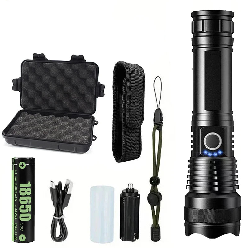 Lampe Tactique Rechargeable 5 Modes, Batterie 18650 ou 26650, Coffret en Option, vue 9