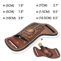 Étui de Ceinture en Cuir Gaufré pour Couteau Pliant, Marron, 16,5 cm, vue 3