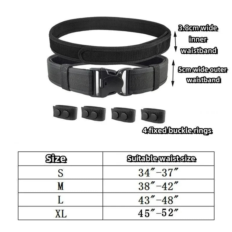 Ceinture Tactique de Service Double en Nylon Noir, Tailles S à XL, vue 2