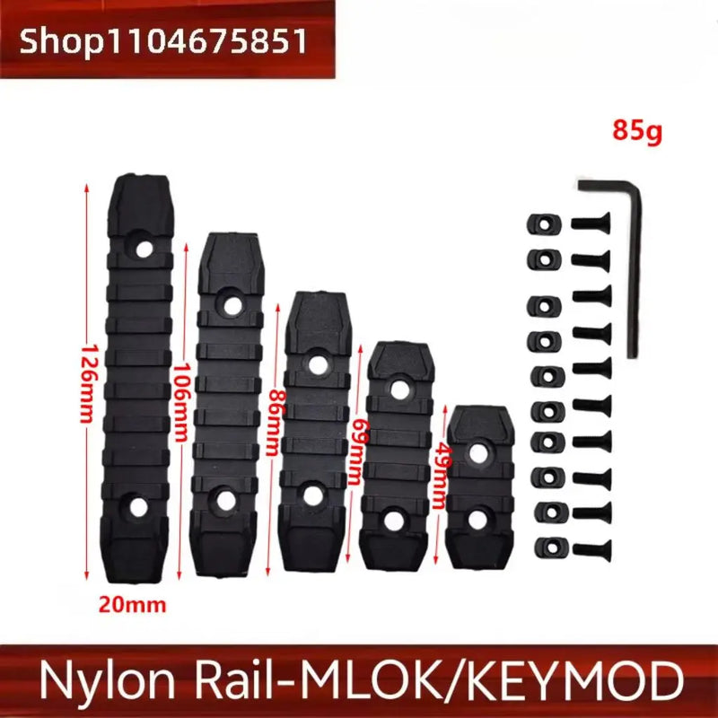 Rail Picatinny 20 mm pour Garde-Main M-LOK et KeyMod, Nylon ou Métal, Rail Seul ou Lot de 5 ou 6 Rails, vue 11