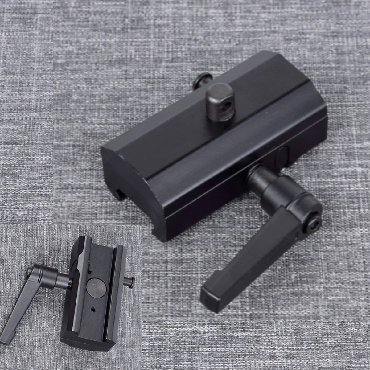 Adaptateur de Bipied à Levier de Serrage pour Rail Picatinny 20 mm, Aluminium Noir