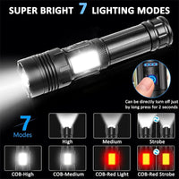 Lampe Tactique Rechargeable 7 Modes, Zoom et Lumière COB, Lot de 1 ou 2, vue 2