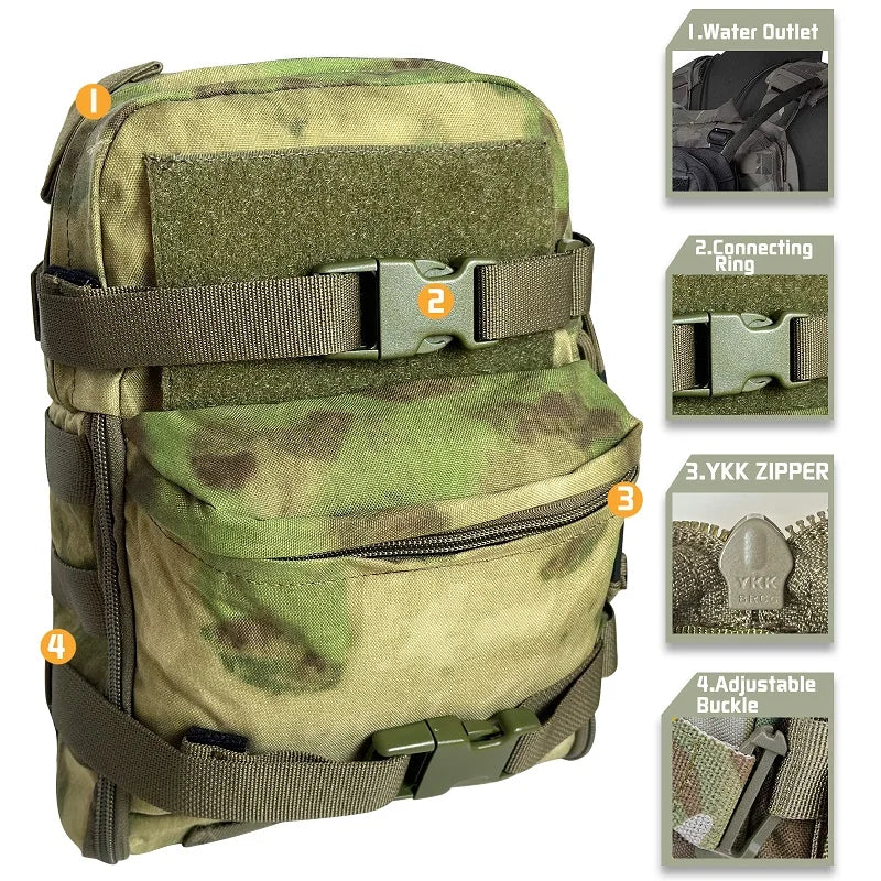 Sac d'Hydratation MOLLE 2 L en Nylon 500D pour Gilet Tactique, Sept Coloris, vue 13