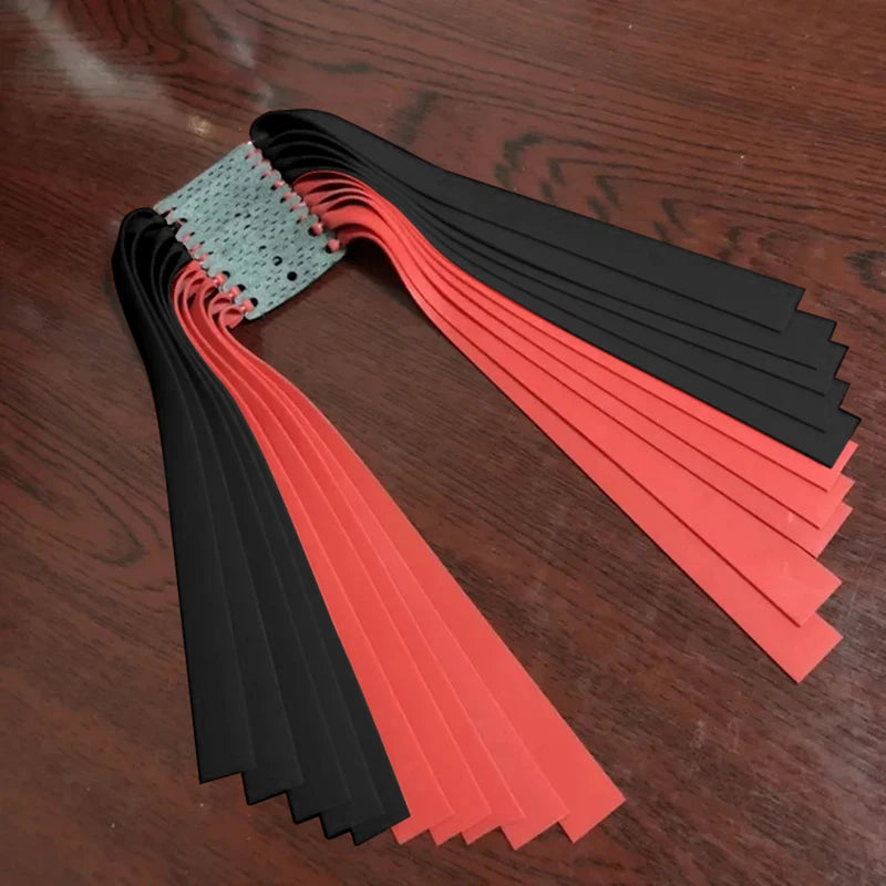 Élastiques Lance-Pierre Plats Noirs ou Rouges, Poche en Cuir, 45 cm