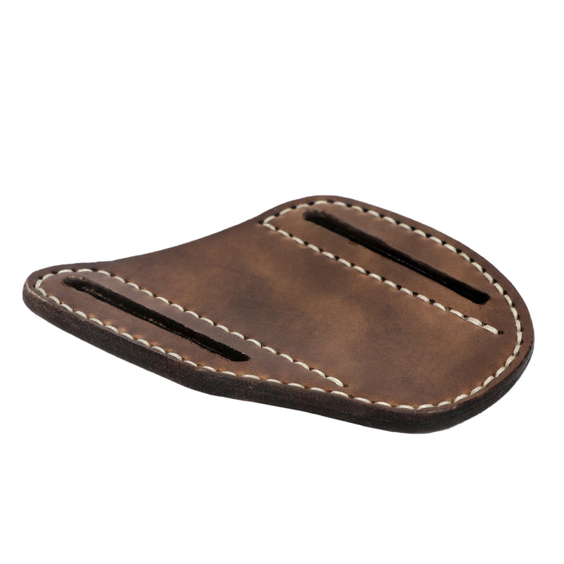 Étui Pochette en Cuir Marron pour Couteau Pliant, 2 Fentes de Ceinture, 11,5 x 9 cm, vue 2