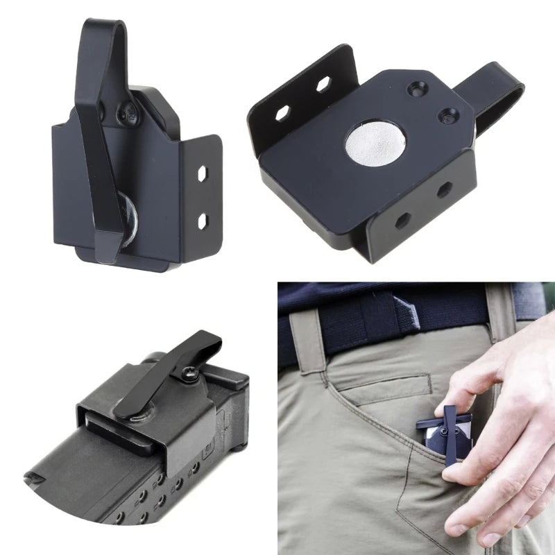 Porte-Chargeur de Poche Magnétique en Acier Noir, Clip Intégré, 5,2 x 3,6 cm