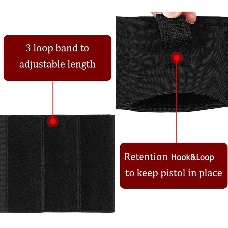 Holster de Cheville Élastique Noir pour Pistolet Compact, 40 x 12 cm, vue 2