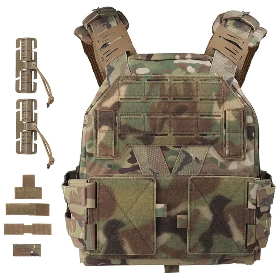 Gilet Tactique Porte-Plaques Léger en Nylon, Découpe Laser MOLLE