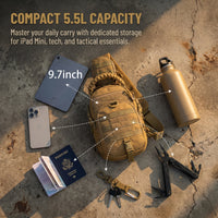 Sac Bandoulière Tactique 5,5 L en Polyester 600D, Poignée Tressée et MOLLE, vue 2