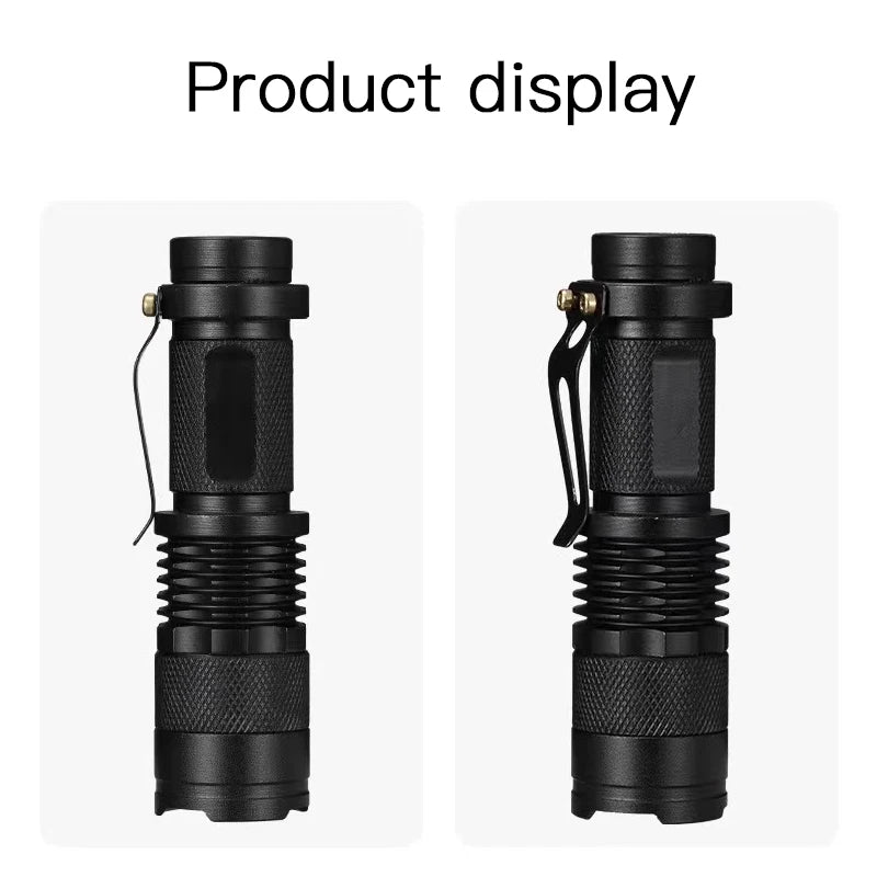 Mini Lampe Tactique LED Zoom Métal avec Clip, 3 Modes, vue 2