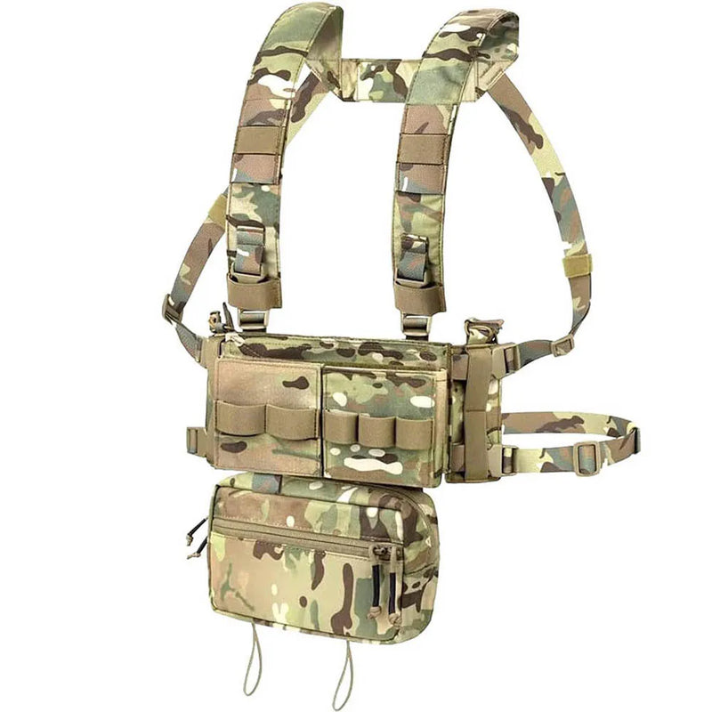 Gilet Tactique de Poitrine Modulable en Nylon 600D avec Poche Pendante Zippée