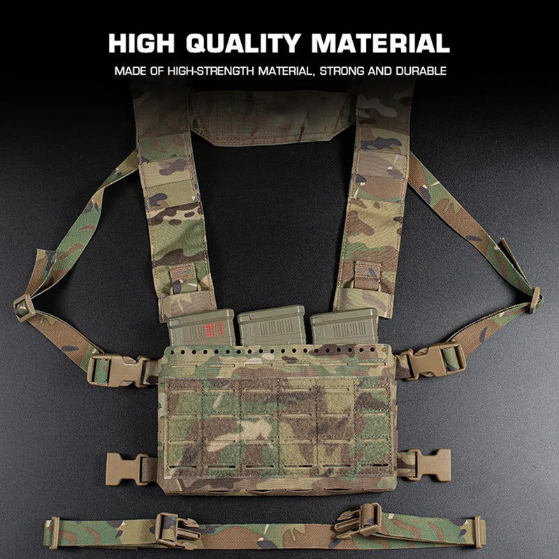 Gilet Tactique Chest Rig Compact MOLLE, Triple Porte-Chargeur Élastique, vue 3