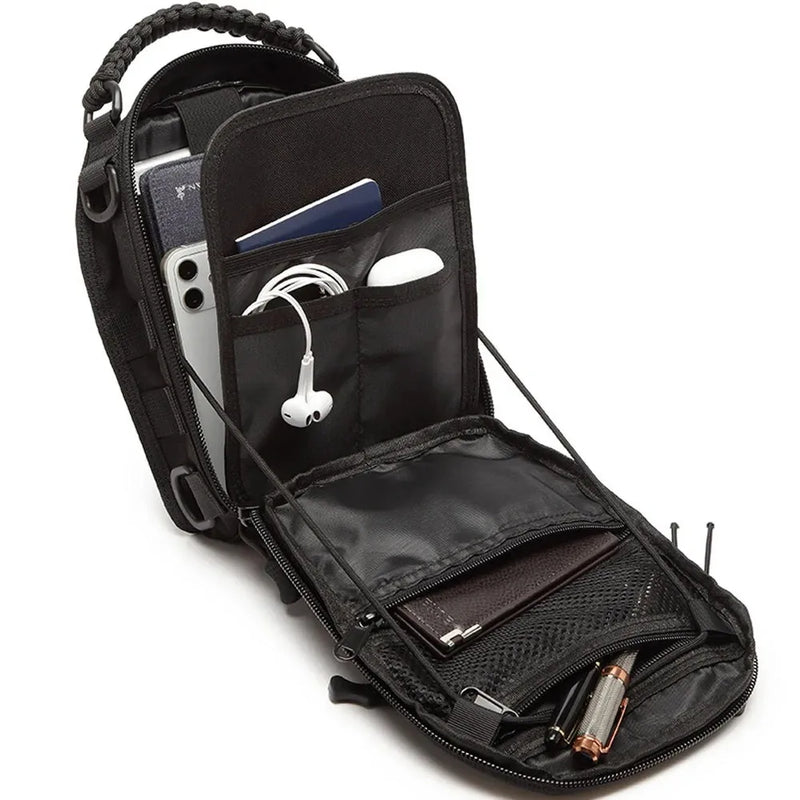 Sac Bandoulière Tactique à Découpe Laser MOLLE, Poignée Tressée, 7 Coloris, vue 2
