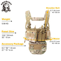 Gilet Tactique Chest Rig Nylon 500D avec Poches Frontales, Poche Pendante en Option, vue 3
