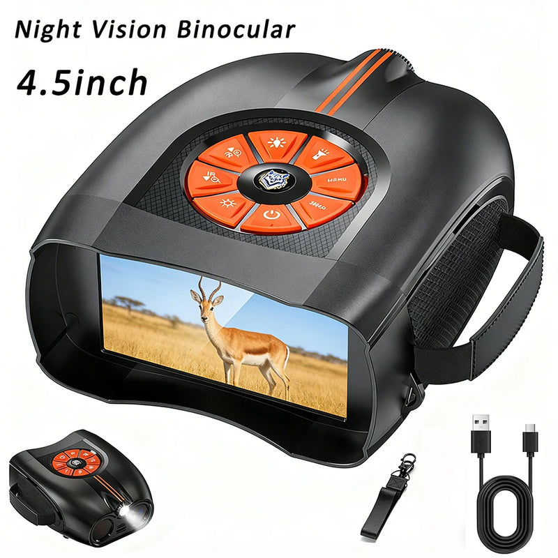 Jumelles de vision nocturne écran 11,4 cm, infrarouge 5 W, lampe tactique