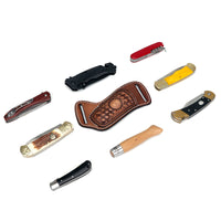 Étui de Ceinture en Cuir Gaufré pour Couteau Pliant, Marron, 16,5 cm, vue 4