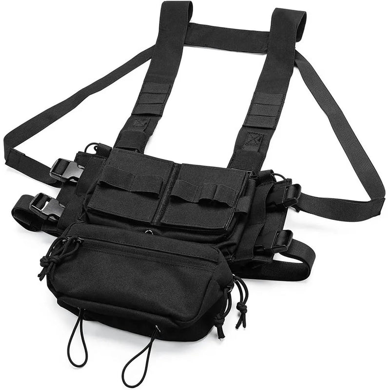 Gilet Tactique de Poitrine Modulable en Nylon 600D avec Poche Pendante Zippée, vue 16