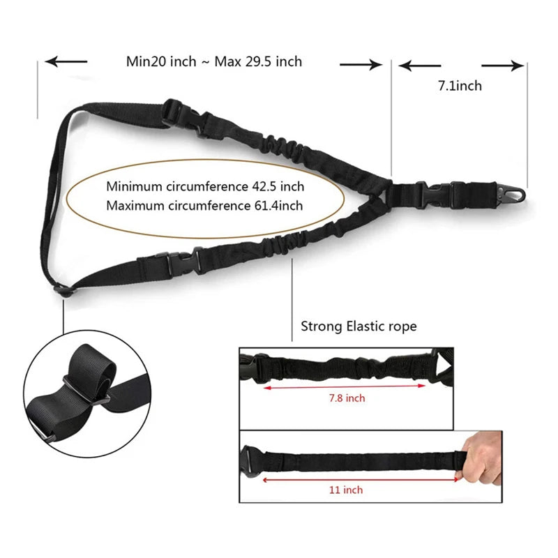 Bretelle Tactique de Fusil à Élastique et Crochet, Réglable de 108 à 156 cm, vue 5