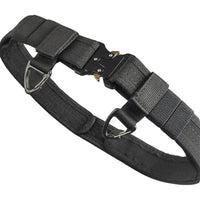 Ceinture Tactique Rembourrée Noire à Boucle Métallique, 130 cm, avec ou sans Mousquetons