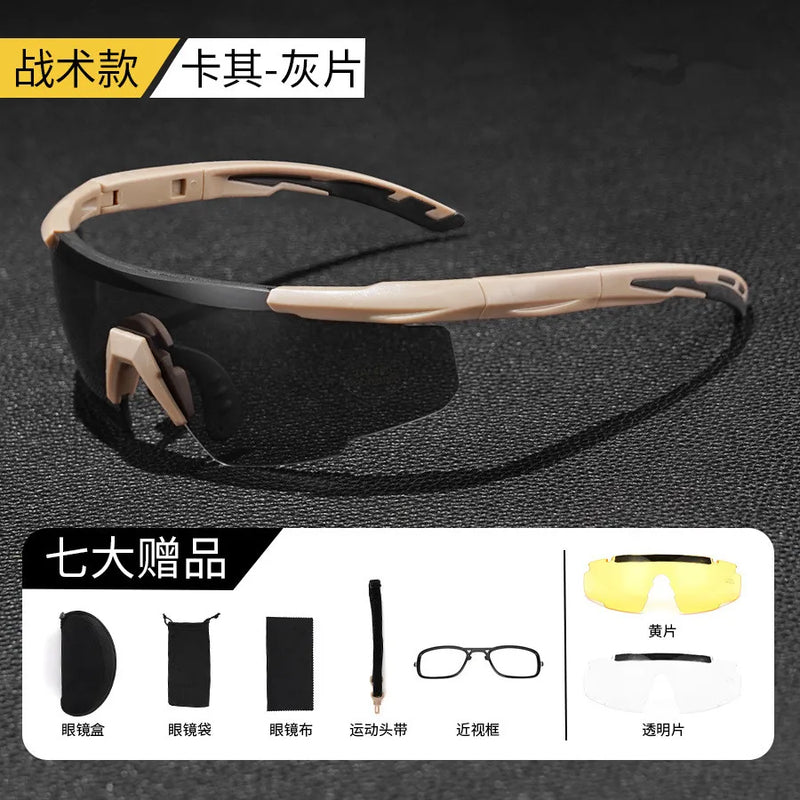 Lunettes de Tir Tactiques UV400, 3 Verres et Insert Correcteur, Noir, Vert ou Sable, vue 6