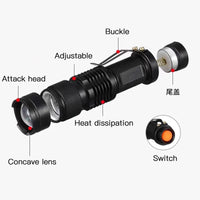 Mini Lampe Tactique LED Zoom Métal avec Clip, 3 Modes, vue 4