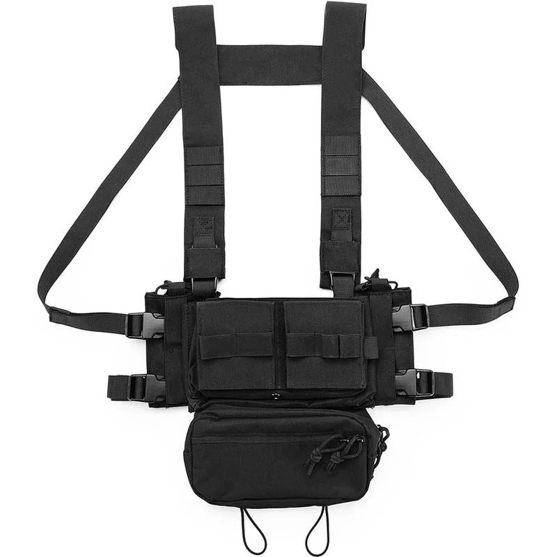 Gilet Tactique de Poitrine Modulable en Nylon 600D avec Poche Pendante Zippée, vue 15