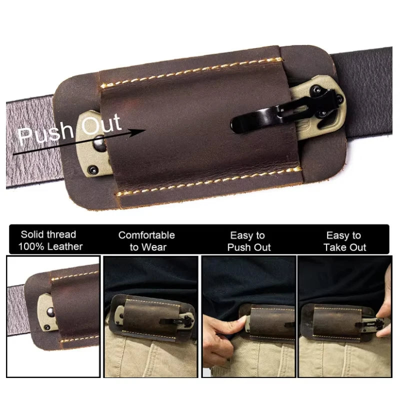Étui de Ceinture Ouvert pour Couteau Pliant en Cuir ou Simili Cuir, 118 x 57 mm, vue 2