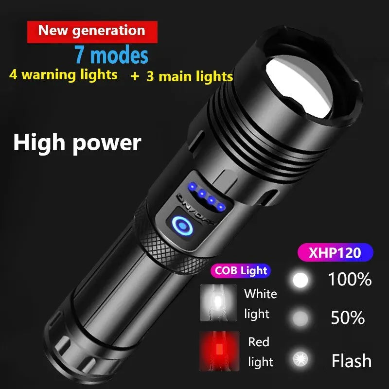 Lampe Tactique Rechargeable USB à Zoom en Aluminium, avec ou sans Batterie 26650, vue 2