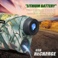 Télémètre Laser de Chasse Camouflage Rechargeable, 600 ou 1000 m, Angle et Vitesse, vue 2