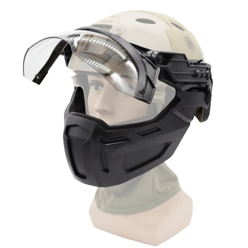 Masque Airsoft pour Casque FAST avec Rails Latéraux, Lunettes Rabattables en Option, vue 2