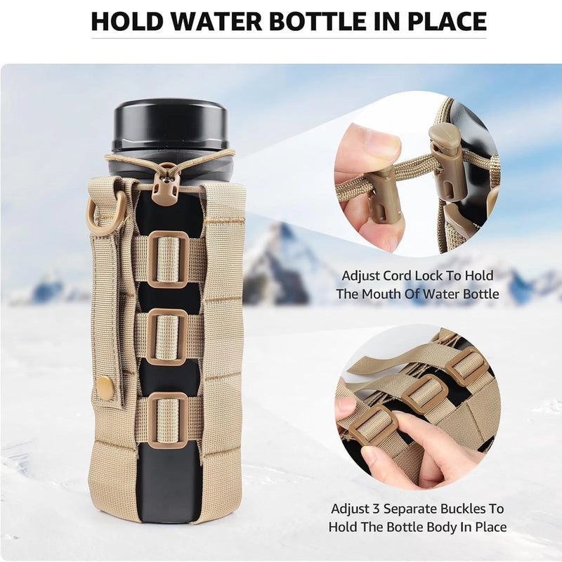 Porte-Gourde MOLLE en Nylon à Diamètre Réglable, Cordon de Serrage et Trois Boucles, 3 Coloris, vue 5