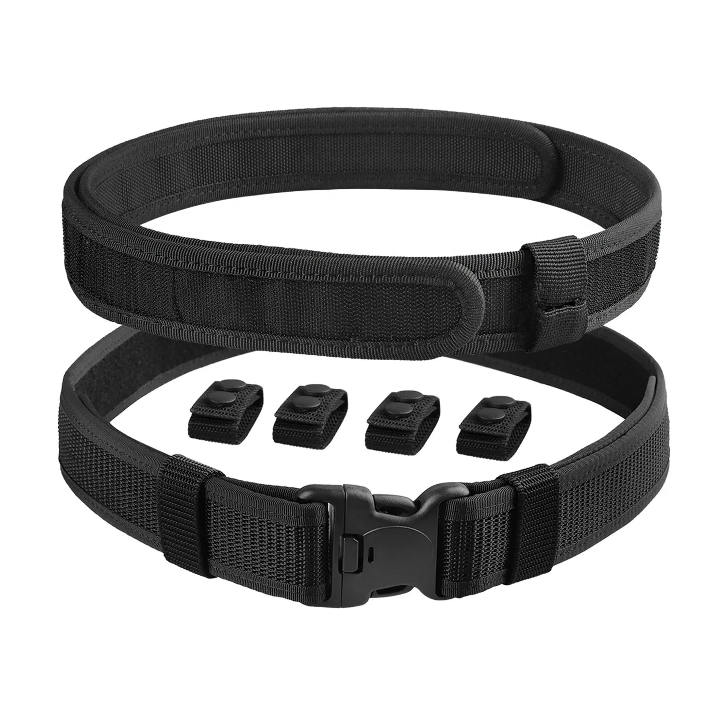 Ceinture Tactique de Service Double en Nylon Noir, Tailles S à XL