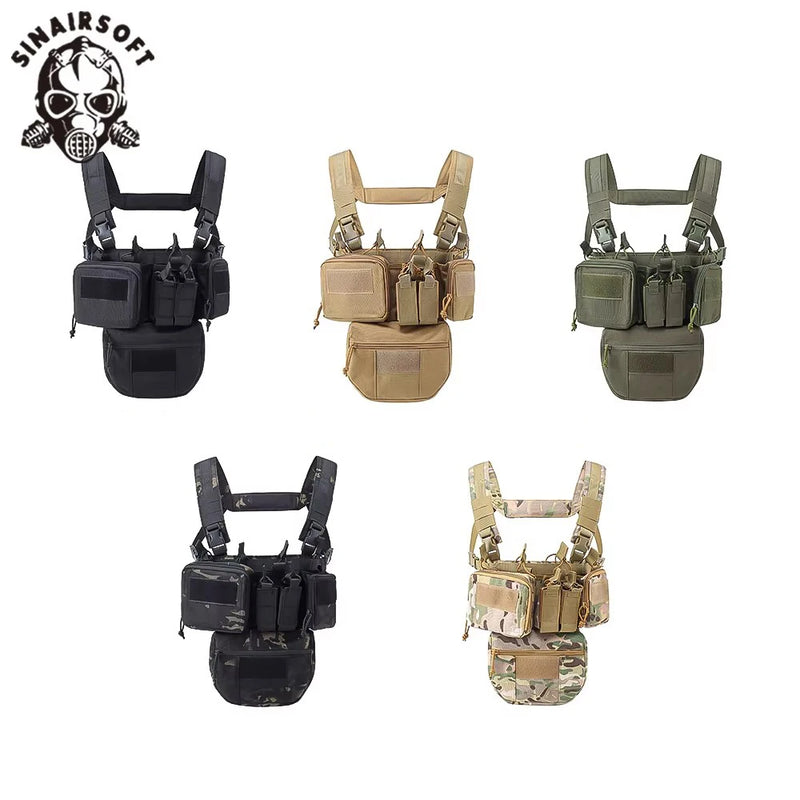 Gilet Tactique Chest Rig Nylon 500D avec Poches Frontales, Poche Pendante en Option, vue 6
