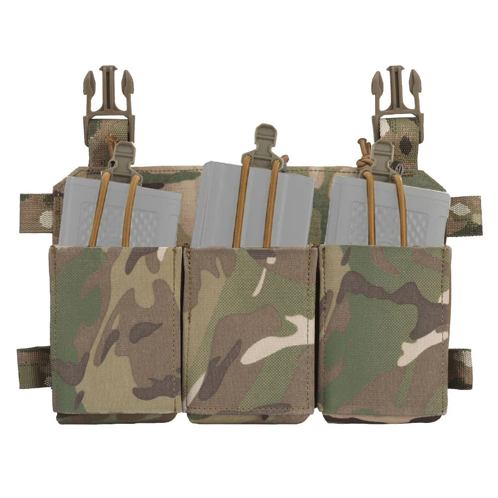 Porte-Chargeurs Triple Panneau Frontal pour Gilet Porte-Plaques, Nylon, 25 x 16 cm