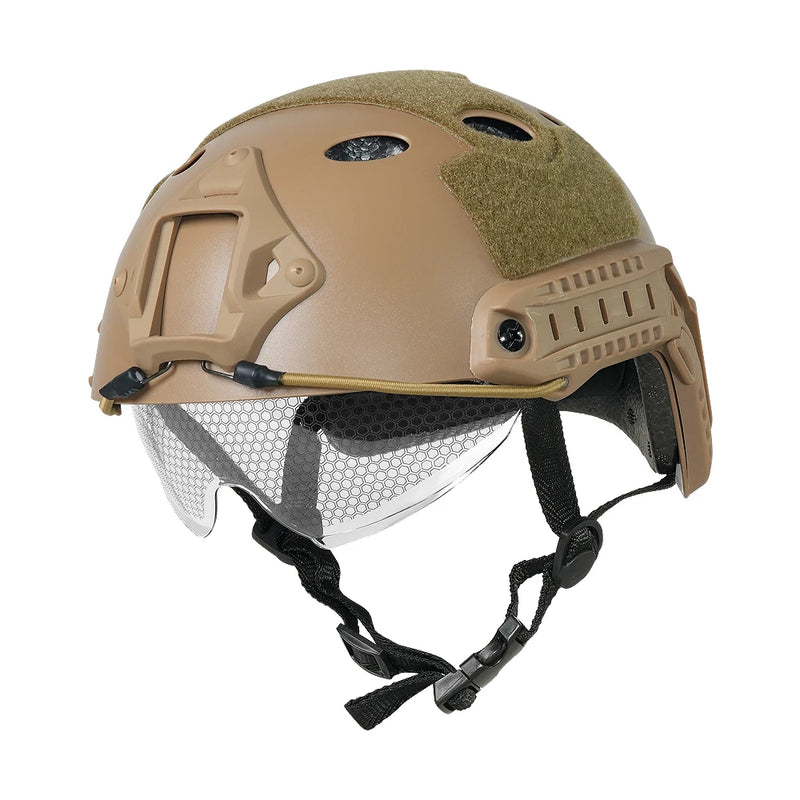 Casque Airsoft Tactique ABS avec Lunettes Intégrées et Rails Latéraux, vue 10