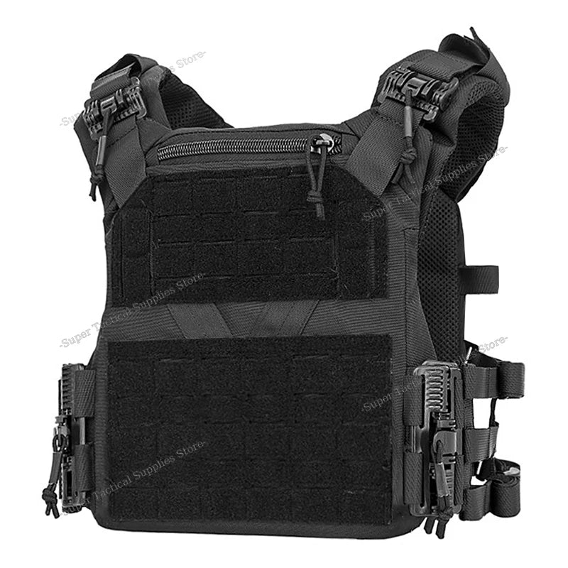 Gilet Tactique Porte-Plaques Nylon à Démontage Rapide et Ceinture Ajustable, 4 Coloris