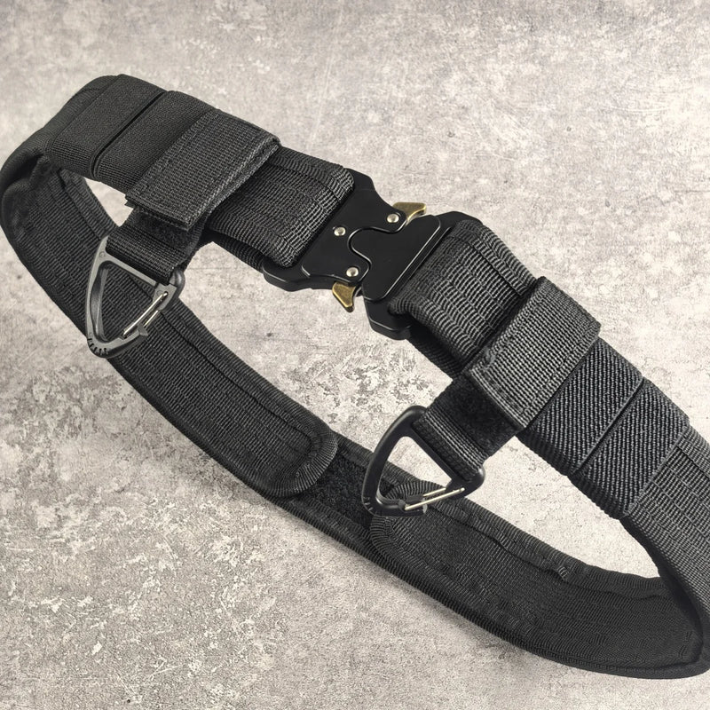 Ceinture Tactique Rembourrée Noire à Boucle Métallique, 130 cm, avec ou sans Mousquetons, vue 7