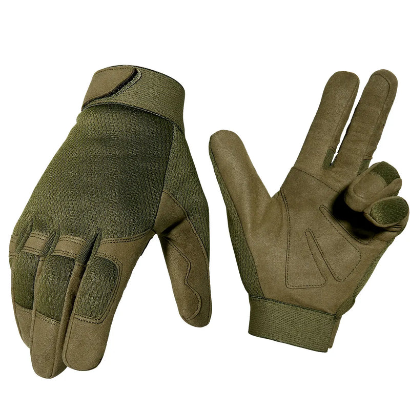 Gants Tactiques de Travail en Nylon Stretch, Paume Antidérapante, Noir ou Vert Armée, S à XL