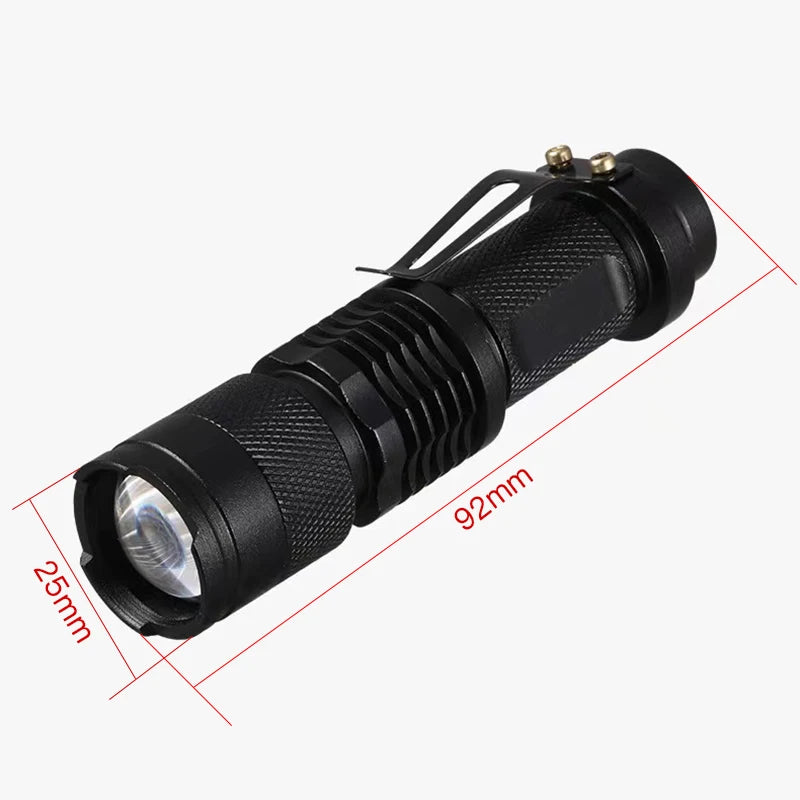 Mini Lampe Tactique LED Zoom Métal avec Clip, 3 Modes, vue 3