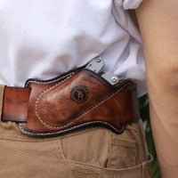 Étui Cuir pour Couteau Pliant ou Outil de Poche, Marron, Petit ou Grand Modèle, vue 7