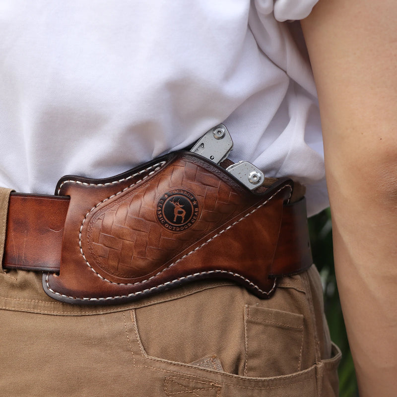 Étui Cuir pour Couteau Pliant ou Outil de Poche, Marron, Petit ou Grand Modèle, vue 7