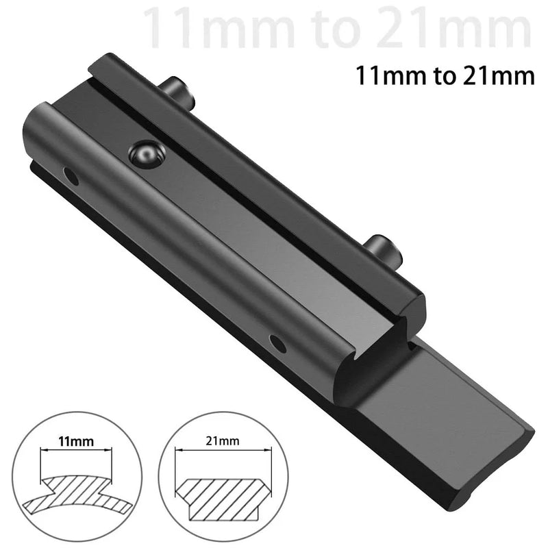 Rehausse de Rail 11 mm vers Picatinny 21 mm, 9 Fentes, Aluminium Noir, 1 ou 2 Pièces, vue 4