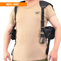 Holster d'Épaule Tactique en Nylon Noir, Droitier ou Gaucher, avec Porte-Chargeur Double, vue 2