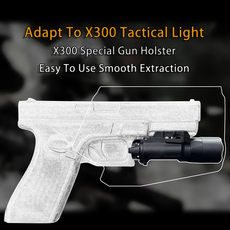 Holster Kydex Rigide pour Pistolet G17 et G19 Équipé d'une Lampe, Droitier, vue 4