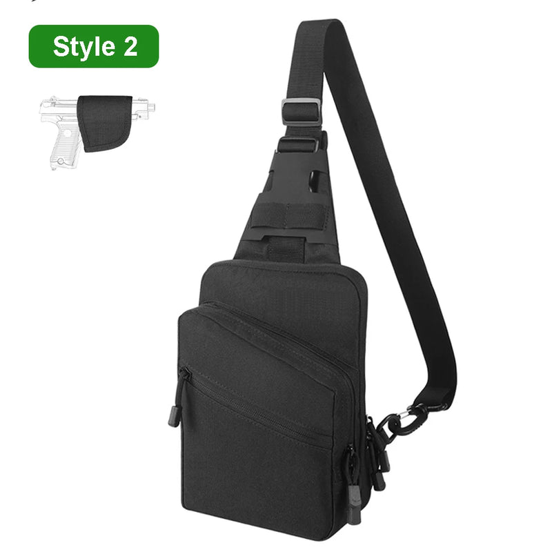 Sacoche Holster Bandoulière Noire en Nylon avec Poche Pistolet Discrète, 5 Formats, vue 8