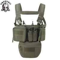Gilet Tactique Chest Rig Nylon 500D avec Poches Frontales, Poche Pendante en Option