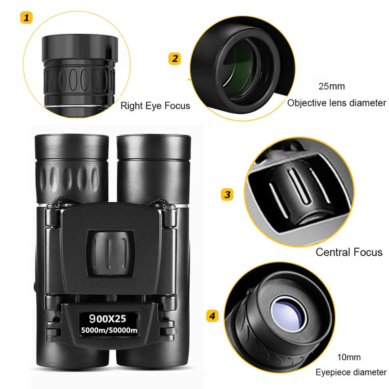 Jumelles Pliantes Compactes Noires, Objectif 25 mm, Support Smartphone en Option, vue 3