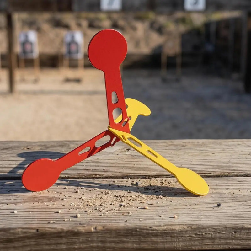 Cible Métallique Basculante en Acier Allié, Rouge et Jaune, 21 cm, vue 2