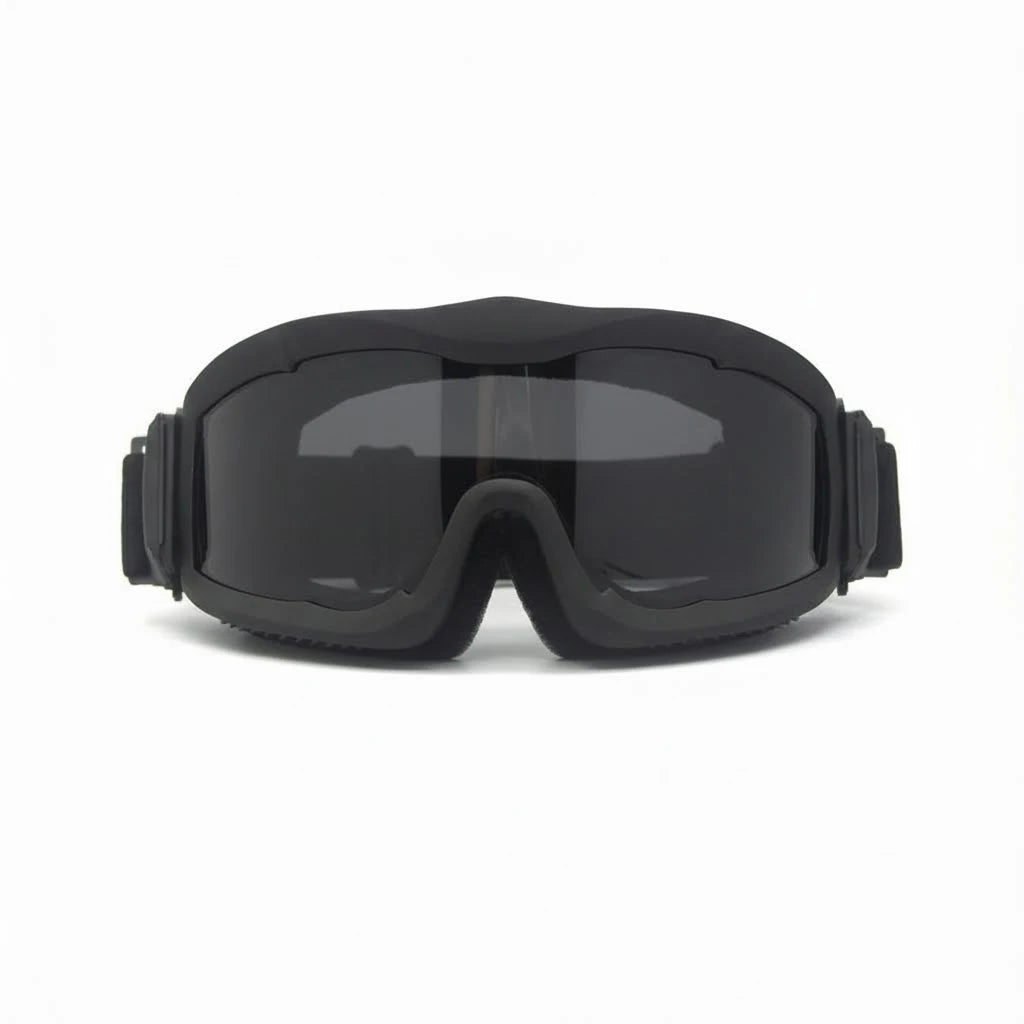 Lunettes Masque Tactiques Monture Noire, Sable ou Verte, Verre au Choix