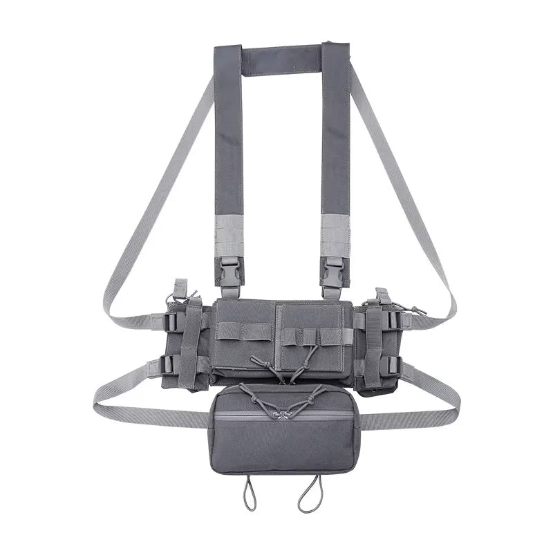 Gilet Tactique de Poitrine Modulable en Nylon 600D avec Poche Pendante Zippée, vue 8